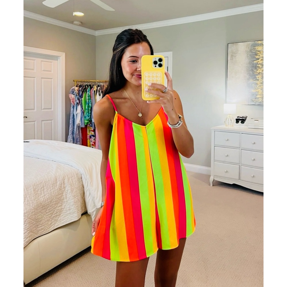 Show Me Your MuMu Neon Striped Romper
